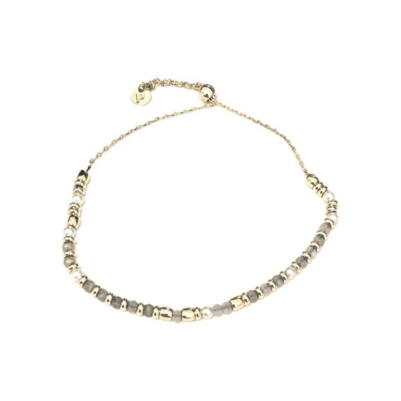 Pura Vida Gold Tone Faux Pearl Beaded Slide Adjustable Bracelet - Picture 1 of 2